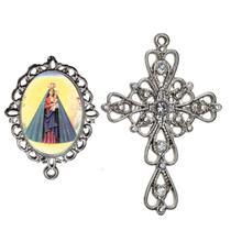 Crucifixo Arabesco Terço de Noiva Relicario Nossa Senhora Nazare Peças para Montar Terços Catolicos Casamento Artesanato Crucifixo Arabesco Terço de Noiva Relicario Nossa Senhora Nazare Peças para Montar Terços Catolicos Casamento Artesanato