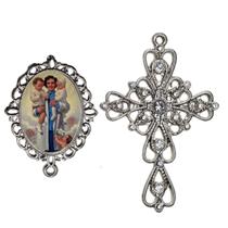 Crucifixo Arabesco Terço de Noiva Relicario Santa Gianna Peças para Montar Terços Catolicos Casamento Artesanato