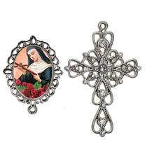 Crucifixo Arabesco Terço de Noiva Relicario Santa Rita Peças para Montar Terços Catolicos Casamento Artesanato Crucifixo Arabesco Terço de Noiva Relicario Santa Rita Peças para Montar Terços Catolicos Casamento Artesanato