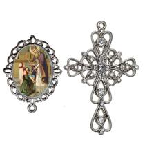 Crucifixo Arabesco Terço de Noiva Relicario São Bráz Peças para Montar Terços Catolicos Casamento Artesanato