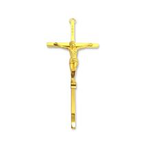 Crucifixo Cristo De Parede Dourado Estilizado Pequena 15cm Moderno Cruz de Metal Prata Alto Brilho Dourada Metalizada