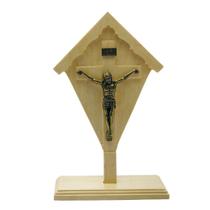 Crucifixo Cruz Alpina De Mesa Madeira Clara 20 cm
