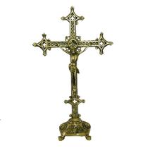 crucifixo cruz bronze processional mesa 57 cm igreja altar - artboi