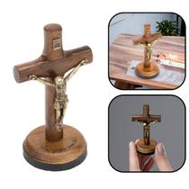 Crucifixo Cruz de Mesa Foi Por Você Cilíndrico Madeira 8 Cm