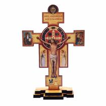 Crucifixo Cruz de Mesa Medalha de São Bento Húngaro 16 cm - FORNECEDOR 18