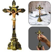 Crucifixo Cruz de Mesa Medalha de São Bento Resina 20 cm Crucifixo Cruz de Mesa Medalha de São Bento Resina 20 cm