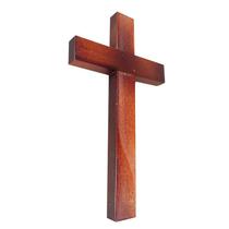 Crucifixo Cruz de Parede e Porta em Madeira Minimalista 27cm