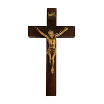 Crucifixo Cruz De Porta Ou De Mão Madeira Pequeno Clássica Tradicional Cruz De Parede Com Cristo 15,5cm