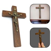 Crucifixo Cruz De Porta Ou Parede Madeira Rústica São Bento 12 Cm