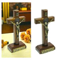 Crucifixo Cruz Medalha São Bento Foi Por Você Parede e Mesa 12 cm