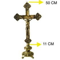 crucifixo cruz mesa altar todo em bronze grande jesus na cruz 50cm