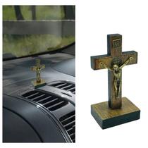Crucifixo Cruz Painel de Carro Medalha São Bento Madeira 8 cm Crucifixo Cruz Painel de Carro Medalha São Bento Madeira 8 cm