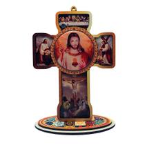 Crucifixo Cruz Sacra Sagrado Coração de Jesus Mesa e Parede 20 Cm - FORNECEDOR 54