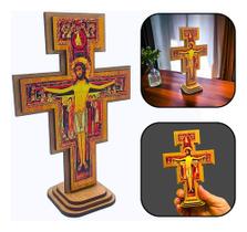 Crucifixo Cruz São Damião Com Base 15 Cm