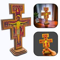 Crucifixo Cruz São Damião São Francisco De Mesa 15 Cm