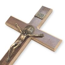 Crucifixo De Cristo Cruz De São Bento Madeira 31cm