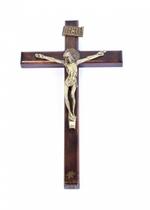 Crucifixo de Madeira para Parede São Bento com Verniz Fosco 26 cm - Fornecedor 13