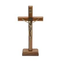 Crucifixo de Madeira Tradicional com São Bento 19cm - Dom Sagrado