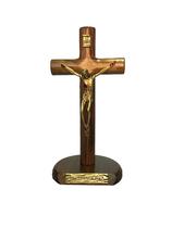 Crucifixo de mesa 17cm Cilíndrico - Em madeira - Príncipe da Paz