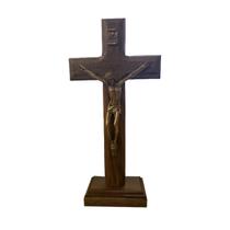 Crucifixo de Mesa 17cm Reto Madeira - Príncipe da Paz