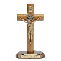 Crucifixo de Mesa Cilíndrica com São Bento 12cm