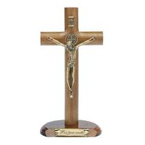 Crucifixo de Mesa Cilíndrica com São Bento 17cm