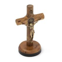 Crucifixo de Mesa Cilíndrica com São Bento 7cm