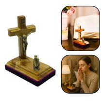Crucifixo de Mesa com Maria ao Pé da Cruz 9 cm