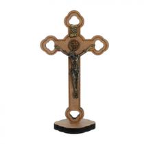 Crucifixo de mesa com medalha de São Bento - 13cm