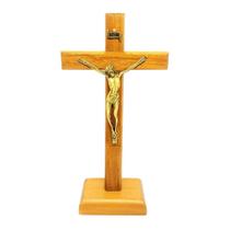 Crucifixo de Mesa e Parede Madeira Clara 18 cm - FORNECEDOR 31