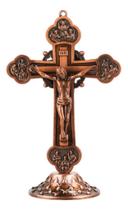 Crucifixo De Mesa Em Metal Pequeno 3 Cores - 15cm