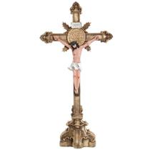 Crucifixo De Mesa Em Resina Medalha De São Bento 30 Cm - FORNECEDOR 13