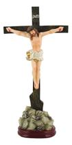 Crucifixo De Mesa Enfeite Imagem Jesus Cruz Crucificado 30cm