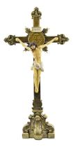 Crucifixo De Mesa Escultura Imagem Jesus Na Cruz - 45cm