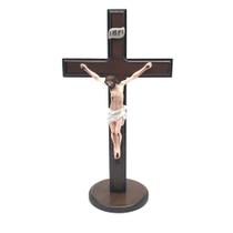 Crucifixo De Mesa Madeira Com Cristo Em Resina Base 30 Cm - FORNECEDOR 13