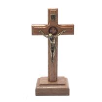 Crucifixo De Mesa Pequeno Madeira Cristo São Bento Ov 10 Cm - FORNECEDOR 2