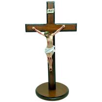 Crucifixo De Mesa Resina E Madeira Decor Altar