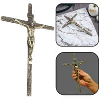 Crucifixo de Metal Dourado Parede Elegante 25 cm