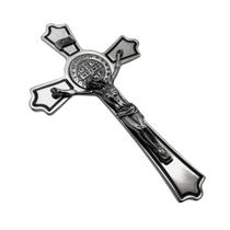 Crucifixo De Metal Parede São Bento Prateado 17 Cm - FORNECEDOR 3