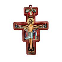 Crucifixo de Parede Cruz São Damião São Francisco 9cm