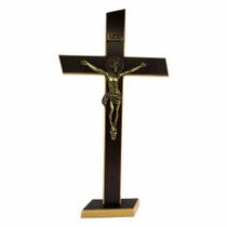 Crucifixo de Parede E Mesa Medalha de São Bento MDF Revestido 36 cm