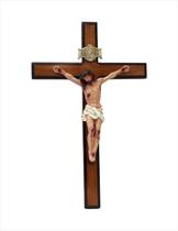 Crucifixo de parede em Madeira e Resina importada 25 x 16 cm - Evangelize