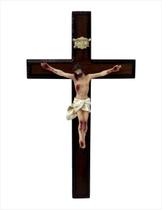 Crucifixo de parede em Madeira e Resina importada 35 x 23 cm