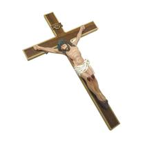 Crucifixo De Parede Em Madeira Grande Cruz 35cm
