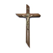 Crucifixo De Parede Madeira Cilíndrico Medalha de São Bento OV 25 Cm