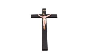 Crucifixo De Parede Madeira Marrom E Resina 33 Cm