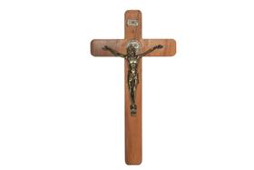Crucifixo De Parede Moldado Em Madeira E Metal - Sena Metais