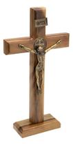 Crucifixo de parede ou mesa Com Medalha São Bento 26 Cm Ouro Velho AR4316