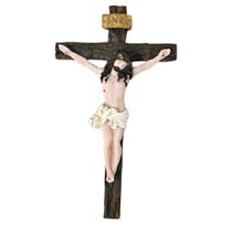 Crucifixo de Parede para Sala Porta - Enfeite Decorativo em Resina 24,5 Cm