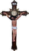 Crucifixo de parede resina com medalha são bento 30 cm - Armazém Católico